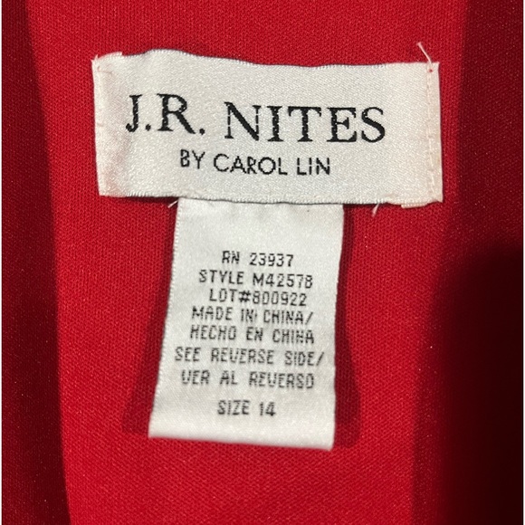 J.R. Nites by Carol Lin, Red, size 14 excellent condition - Picture 5 of 8